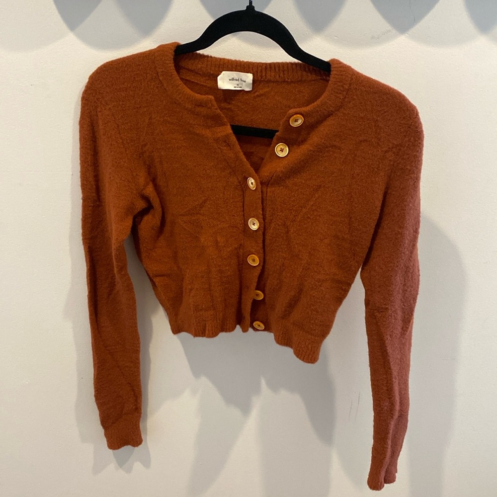 wilfred free cropped xs cardigan burnt orange